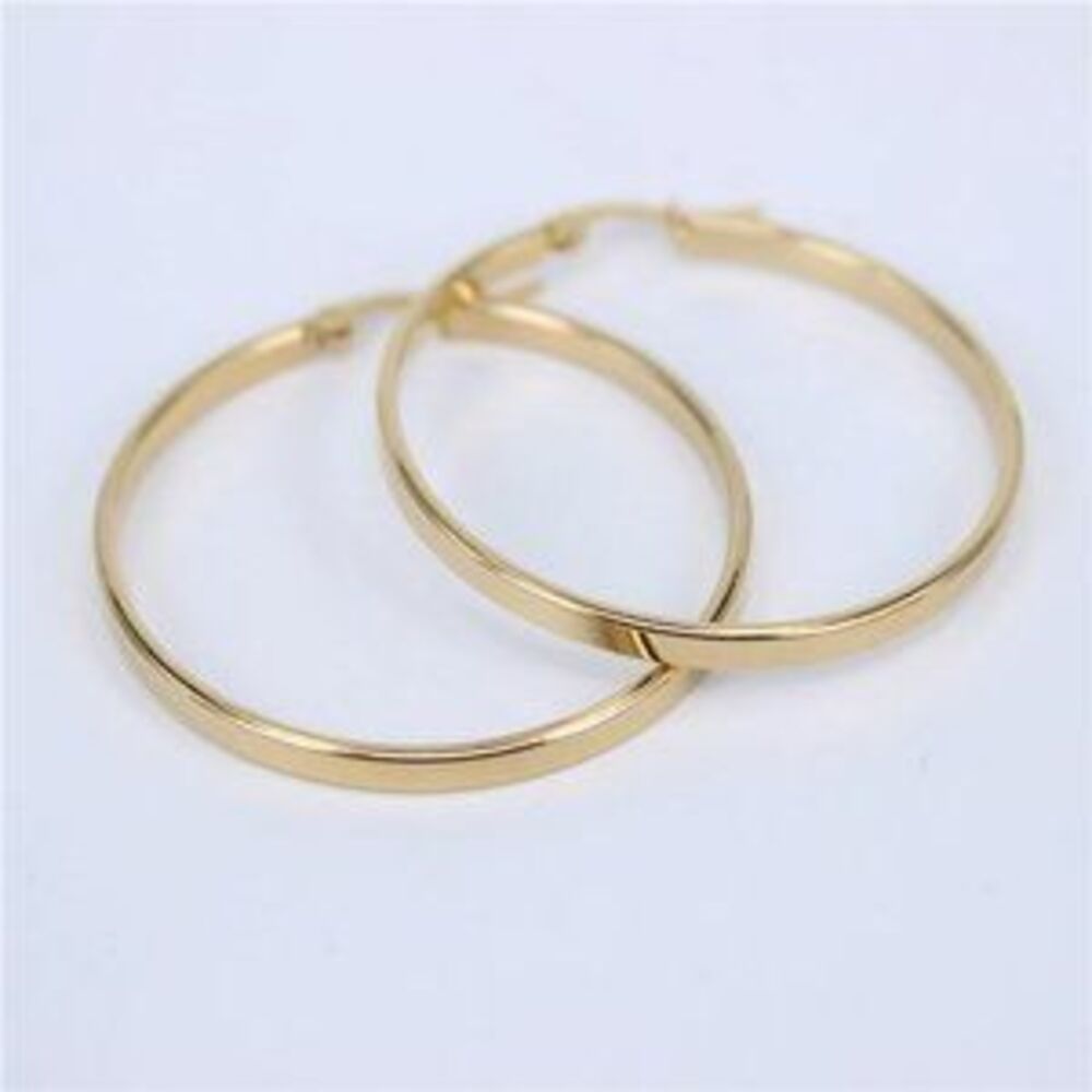 NEW 18K Yellow Gold 1.5'' Round Hoop Earrings X
